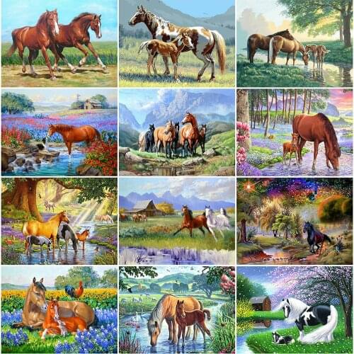 EverShine 5D Diamond Painting Animal Full Square Diamond Embroidery Horse Picture Of Rhinestones DIY Mosaic Decor For Home