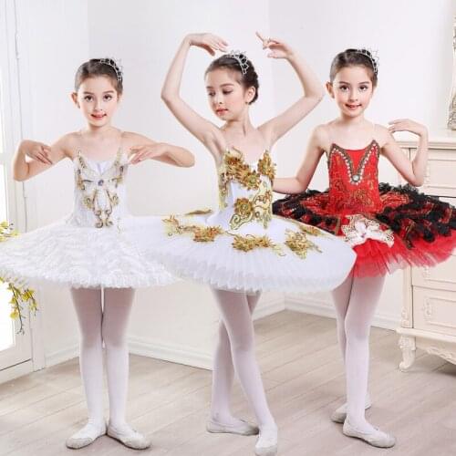 Professional Ballet Tutu Child Swan Lake Costume White Red Ballet Dress for Children Pancake Tutu Girls Dancewear