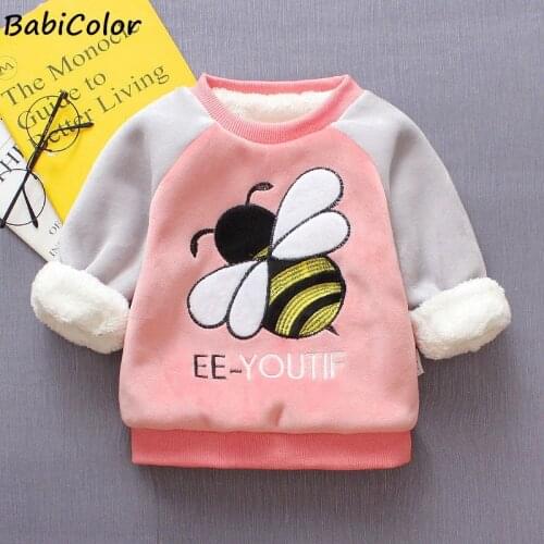 BibiCola Baby Sweaters Winter Kids Girls Cartoon Warm Sweaters Outerwear Children Infant Girls Velvet Pullovers Sweater for Girl
