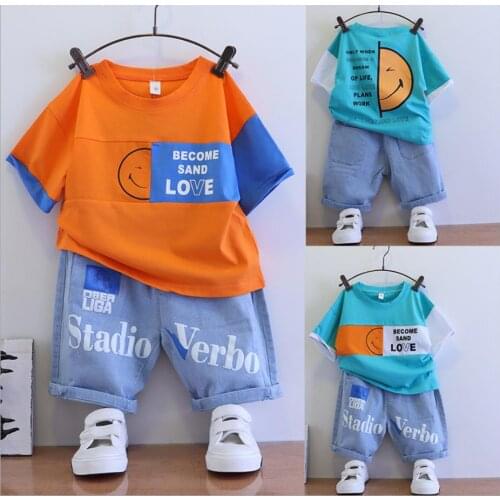 2Piece Set Baby boy Clothes Summer Short Sleeved T Shirts+Shorts Sets Fashion Cotton Tops Kids Tracksuit Soft Outfit For 2-8Year