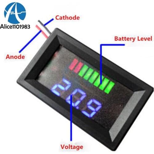 Battery Indicator DC 12V Blue LED Lead-acid Battery Capacity Acid Tester Voltmeter Charge Level Indicator For Arduino