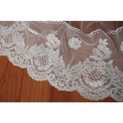 5 yards Ivory Cord Lace, Sequined Trimming, Bridal Wedding Fabric Lace, LT016DZ