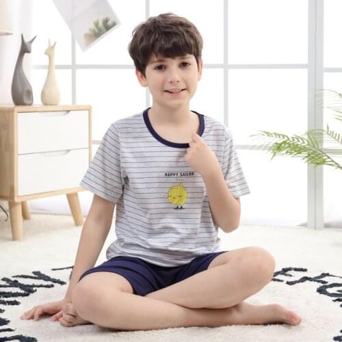 Summer childrens pajamas sets boys sleepwear teens girl clothes cartoon pyjamas kids T-shirt+shorts pijamas cotton nightwear