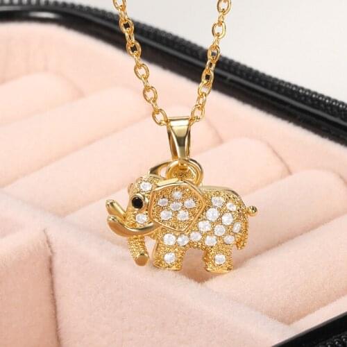 Cute Zircon Baby Elephant Necklace For Women Gold Color Long Chain Necklace Party Birthday Jewelry Gift Trend 2021