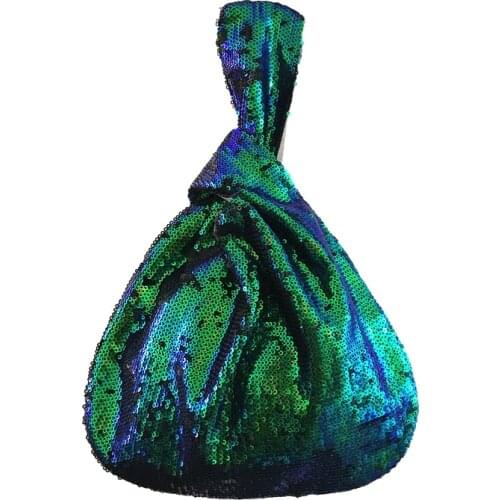 Fashion Sequins Women Handbags Handmade Pvc Material Good Quality Small Wrist Bags Art Style Teenager Girls Hand Bag Vintage