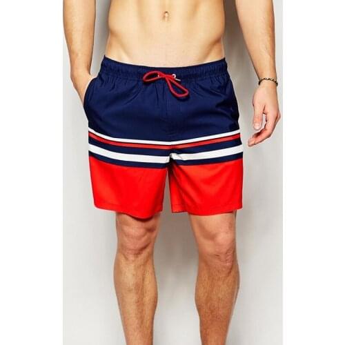 Mens trend beach stripe swimwear men red board leisure shorts men briefs swimwear sunga swim trunk shorts swimsuit bathing suit
