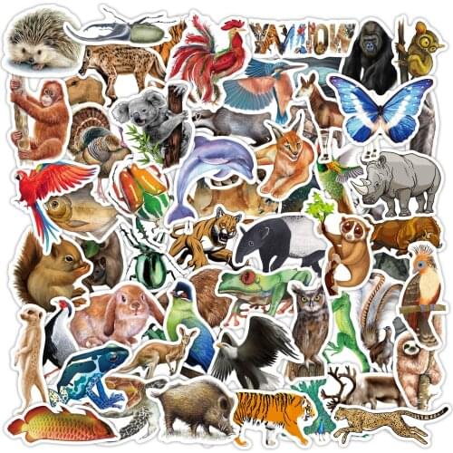 80 Tropical Rainforest Animals Stickers Cute Tiger Rabbit Sloth for Laptop Car Suitcase Skateboard Water Bottle Decal Kid Toy