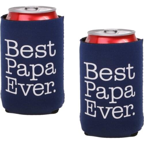 1 Pair Best Papa Ever Beer Can Holder Cooler Neoprene Bottle Holder Rack for Fathers Day Gift Christmas Birthday Party Favours