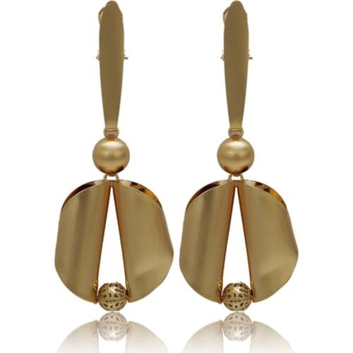 Wholesale fashion Saudi Gold-color Woman Noble luxury Big Long Drop Dangle Earrings Nigerian Wedding Jewelry