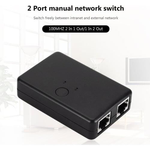 2 Ports 100Mbps RJ45 Network Switch LAN Ethernet Switcher for Desktop PC 2 Way Sharing Adapter Hub