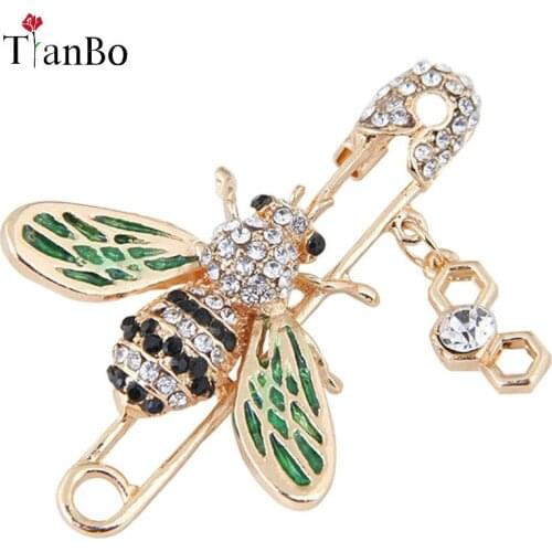 Cute Honeybee Women Brooches Animal Shapes black& White Crystal Green Bee Brooch Pins Badges For Clothes Female Brooches