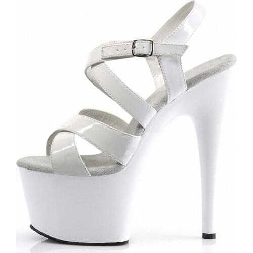 New Style Trend Paint Platform Sandals Roman 7Inches Hollow Buckle Strap 17CM Women Sexy High Stripper Heels Pole Dancing Mature