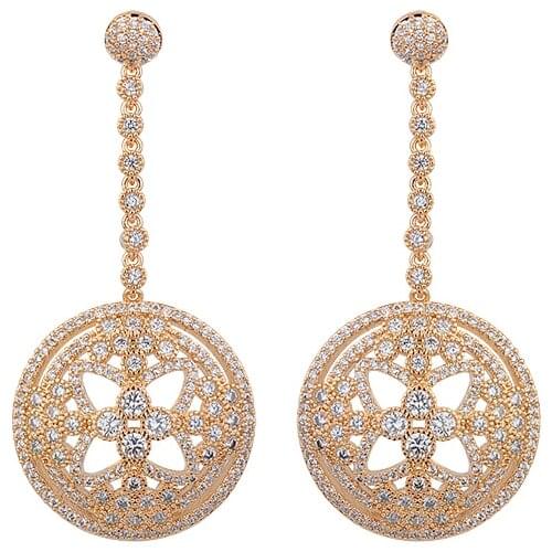 European And American Women Earring AAA Cubic Zircon Silver Plated Luxury Round Flower Stud Earrings GLE5840