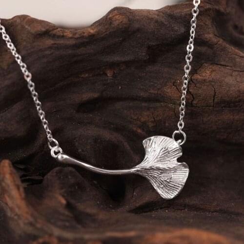 S925 Sterling Silver Genuine Source Of Natural Ginkgo Leaf Jewelry Wholesale Female Apricot Leaf Necklace Chain