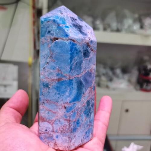 1PC Natural Blue Apatite Crystal Tower Column Stone Crafts Mineral Point Room Home Decoration DIY Gift Accessaries