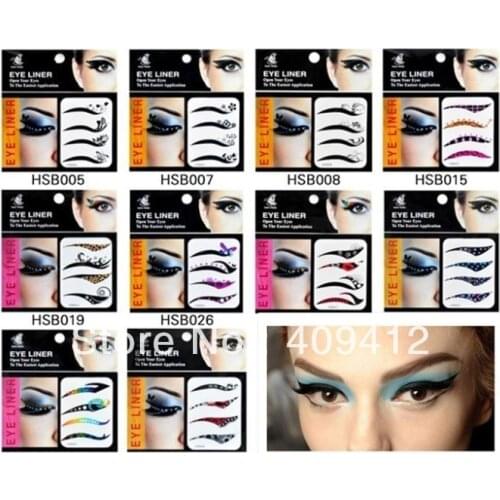 10 pack Eyeliner Tattoos Tape with 40 different styles Makeup Sticker for Making naked Eye Shadow