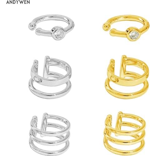 ANDYWEN 925 Sterling Silver 30 Geometric Irregular Ear Cuff Piercing Non Piercing Clips Earcuffs Earring Women Rock Punk Jewelry