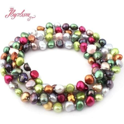 5-7mm Freeform Freshwater Pearl Natural Stone Beads Knotted Bohemian Halsband Tribal Jewelry Necklace For Woman 32"Free Shipping