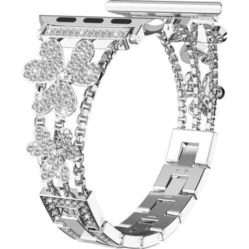 38mm 42mm Metal Bracelet for Apple Watch 3 Band Women Jewelry Bling Stainless Silver iWatch SE 6 5 4 Straps 40mm 44mm Watchband