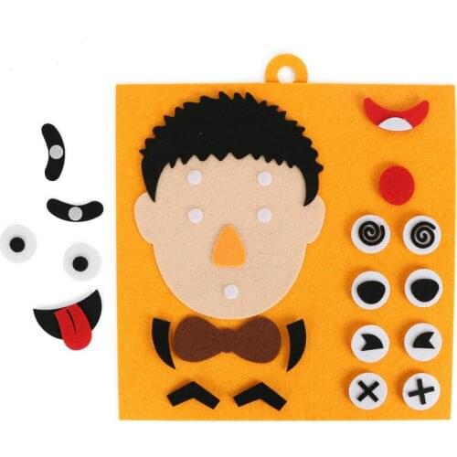 Human Expression Change Felt Kids Early Teaching Toys Parents Cooperation Handmade Package Non-woven Emotion Learn DIY Package