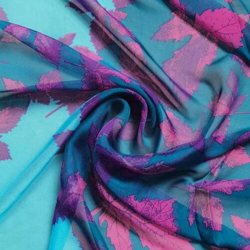 CNUM SC160 100% Silk Chiffon/ Maple Leaf / Silk Fabric Silk Thin/ Width 1.48yd Thickness 6mm /Sold by meter