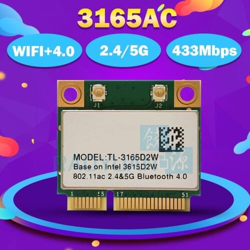FOR INTEL Dual Band Wireless TL-3165D2W 3165AC half Mini PCI-e BT4.0 802.11AC 2.4G&5G Wireless card