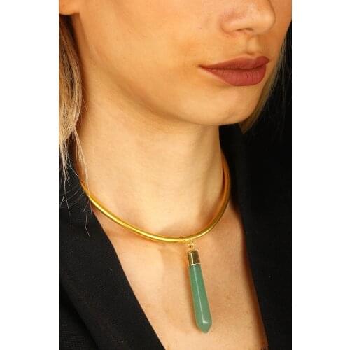 DR STONE aventurine over brass 22ayar gold plated women necklace 196720264