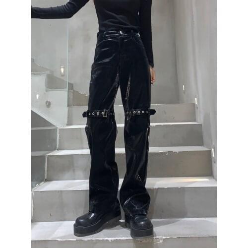 Ruibbit Rock Punk Patchwork Metal Zipper Jogger Hip-hop Harem Track Black Pants Korean Harajuku Sweatpant Trouser Bottom