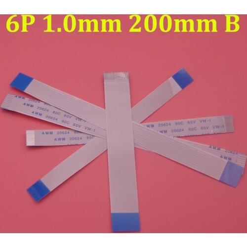 5pcs New FFC FPC 6pin flat flexible cable 1.0mm pitch forward Length 200mm Ribbon 6p Flex Cable