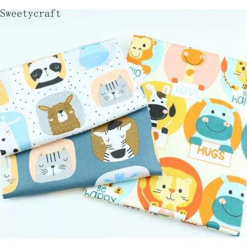 Cartoon Cat Printed Cotton Fabric DIY Tissue Patchwork Telas Sewing Baby Bed Sheet Crafts Quilt Tecido The Cloth Tilda 160x50cm