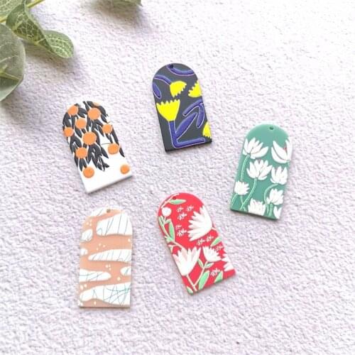 2PCS/lot Van Gogh Oil Painting Flowers Fruit Hand Made Earrings Connectors DIY Pendant Jewelry Findings Components Charms