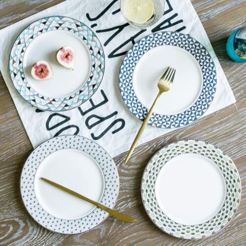 Kitchen Ceramic Dinner Plate Steak Western Dish 8-inch Household Pasta Plates