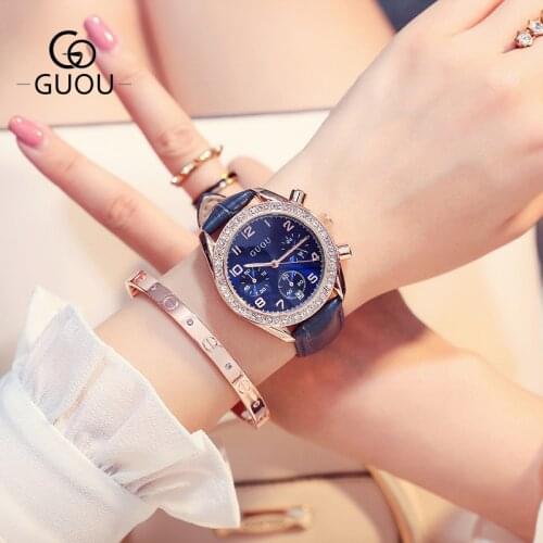Top Brand Womens Watch Leather Strap Rose Gold Rhinestone Female Clock Luxury Design Women Watches Simple Fashion Ladies Watch