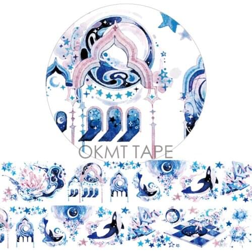 Moon Night Starry Whale Masking Tape Decoration Stickers Scrapbooking Album Frame Diary Stationery School 4.5cmX5m