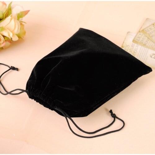 Black Jewelry Bags 13x18cm 50pcs Drawstring Velvet Jewelry Pouch For Bracelet Necklace Cosmetic Packaging Can Custom Logo