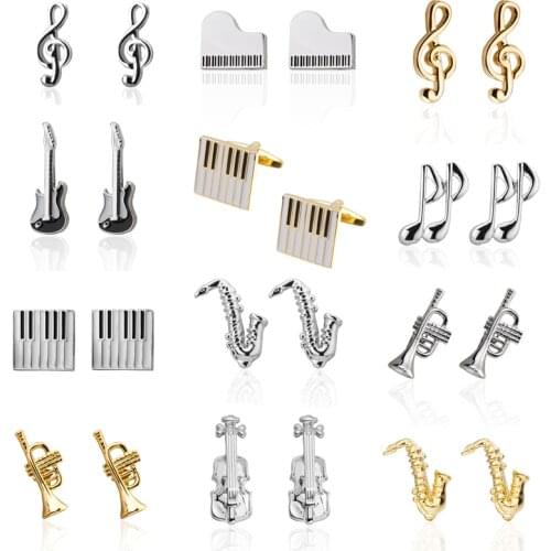 High Quality 2018 Fashion Musician Cufflinks sax Piano music designs copper material men cufflinks whoelsale&retail