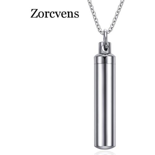 Modyle Men Woman Capsule Pendant Necklace Silver Color Open Cylindrical Pendants Stainless Steel Remembrance Jewelry