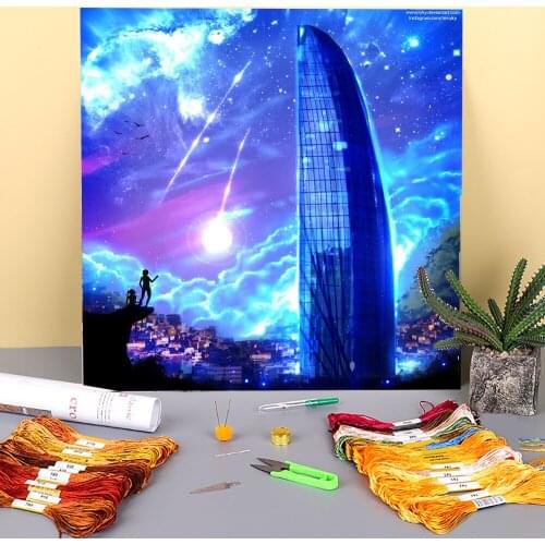 Scenery The View Printed 11CT Cross Stitch Complete Kit Embroidery DMC Threads Handiwork Craft Sewing Handicraft Magic Needle