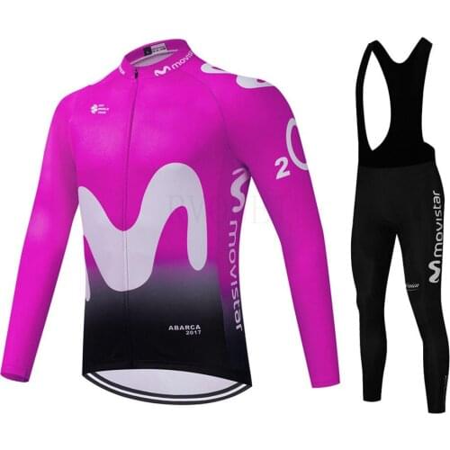 NEW Cycling Jersey Set 2021 Movistar Long Sleeve Mountain Bike Clothes Wear Men Racing Bicycle Clothing Ropa Maillot Ciclismo
