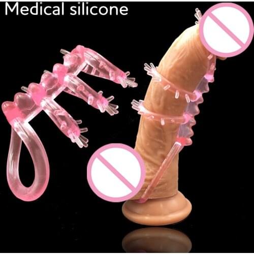 New Style novelty penis toys Testicular restraint ring Quadruple bondage silicone ring Long-lasting exercise tool for glans 18