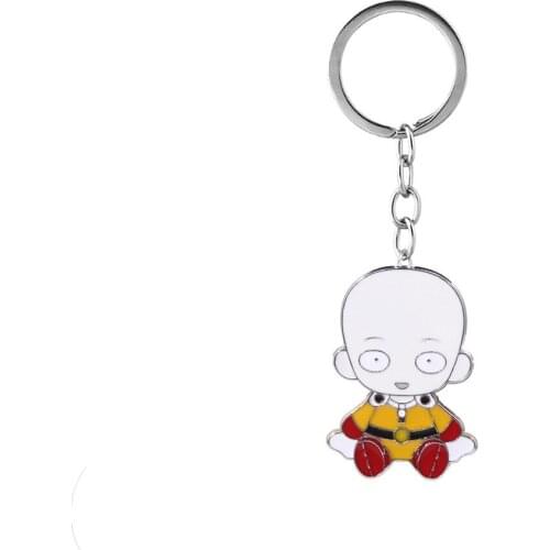 Wholesale Japanese Anime ONE PUNCH-MAN Keychain Accessories Saitama Alloy Key Chain Key Ring for Men Women Cosplay Gifts