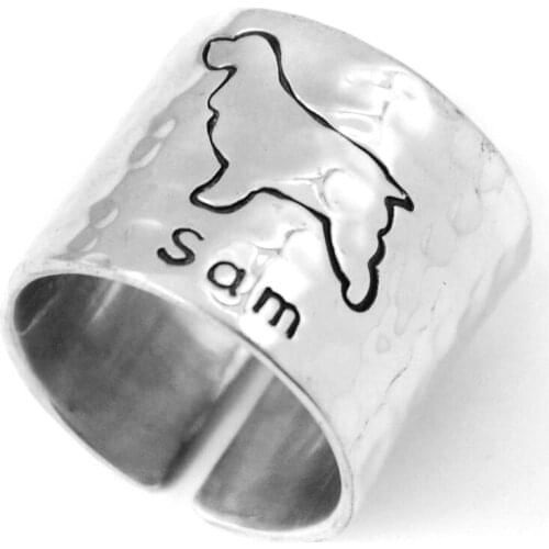 Personalized Cocker Spaniel Ring Hammered Cocker Spaniel Ring, Custom Cocker Spaniel Ring, Dog Lover Gift