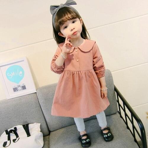 Girl Dress Solid Color Girls Dresses Casual Style Children Party Dress Spring Autumn Childrens Costumes For Girls