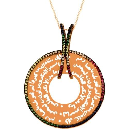 Moving Boho Pray Arabic Vintage Ottoman Calligraphy Necklace Muslim Bohemian Calligraph Necklace Islamic 925 Sterling Silver