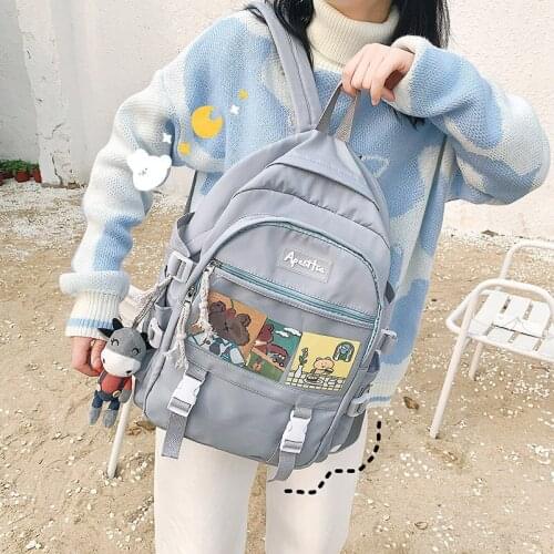 Casual Kawaii Women Backpacks School Bag for Teenage Girls 2021 Fashion Canvas Large Female Travel Backpack Mochila Bagpack