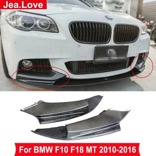 1 Pair Real Carbon Fiber Front Bumper Splitter Aprons Diffuser Lip Body Kits Modification For BMW 5 Series F10 F18 MT 2010-2016