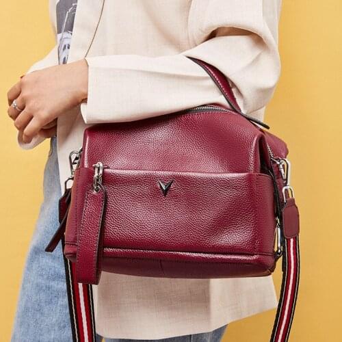 Luxury Designer 100% Genuine Leather Crossbody Bag Natural Skin Womans Handbag for Girl Ladies Solid Casual Messenger Bags Tote