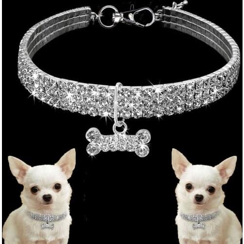 Bling Crystal Pet Collars Cat Dog Accessories Diamond Puppy Pet Small Dog Collars Rhinestone Necklace Collar Chocker S/M/L