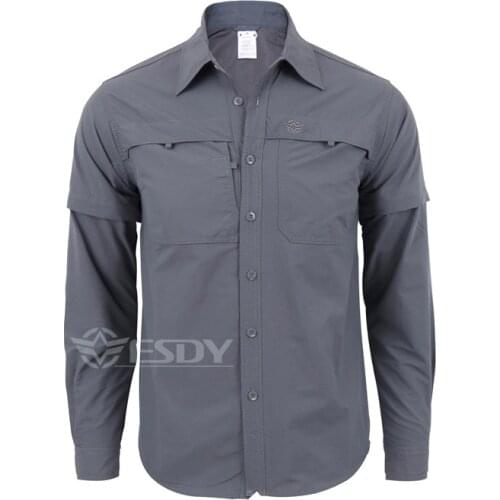 Shanghai Story Army Mens Summer Tactical Shirt Quick Dry Shirt Removable Sleeve Leisure Breathable UV Protection Military Shirt