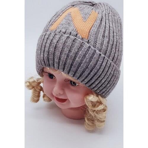 Baby Cap Newborn Boys Girls Cute Autumn Winter Warm Kids Baby Cartoon Letter Print Hats Wool Hemming Caps